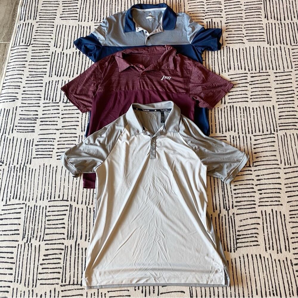 Adidas Augusta Men’s Performance Golf Polo Shirts Large 3 Piece Lot